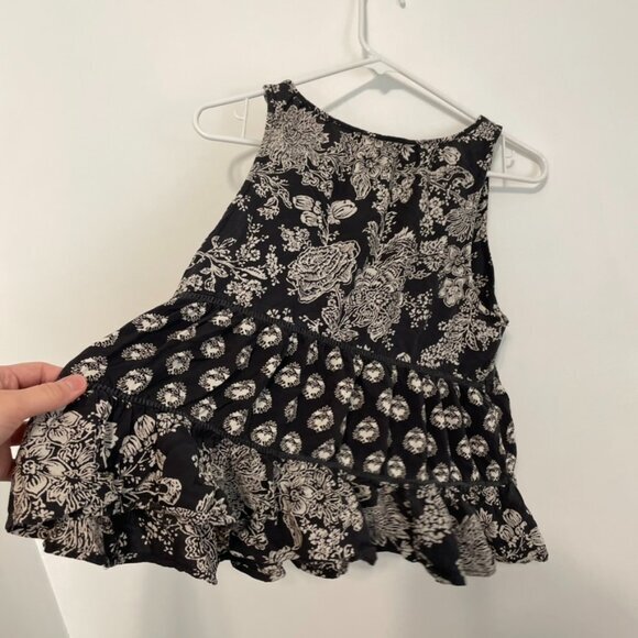 AMERICAN EAGLE Dark Gray Off White Floral Mixed Print Tiered Boho Tank Blouse M - Picture 11 of 11